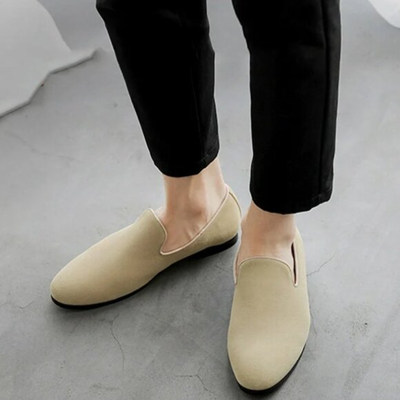 Santimon Mens US 8, 11 Beige Suede Casual Plain Loafers for Formal Occasions Wed - Picture 9 of 13
